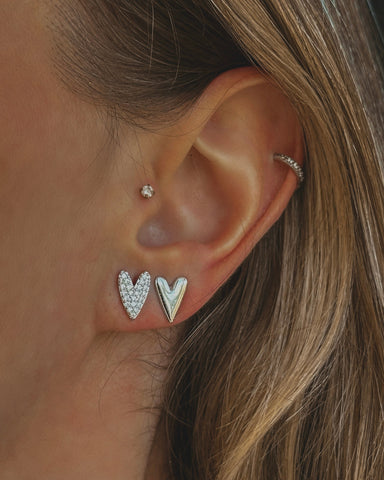 Brinco Heart Cravejado Prata Brinco Heart Cravejado Prata