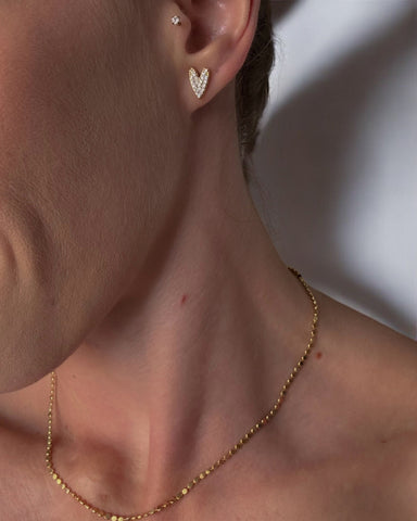 Brinco Heart Cravejado Dourado Brinco Heart Cravejado Dourado
