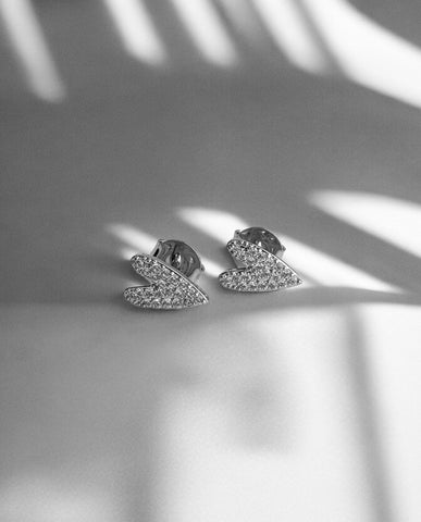 Brinco Heart Cravejado Prata Brinco Heart Cravejado Prata