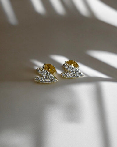 Brinco Heart Cravejado Dourado Brinco Heart Cravejado Dourado